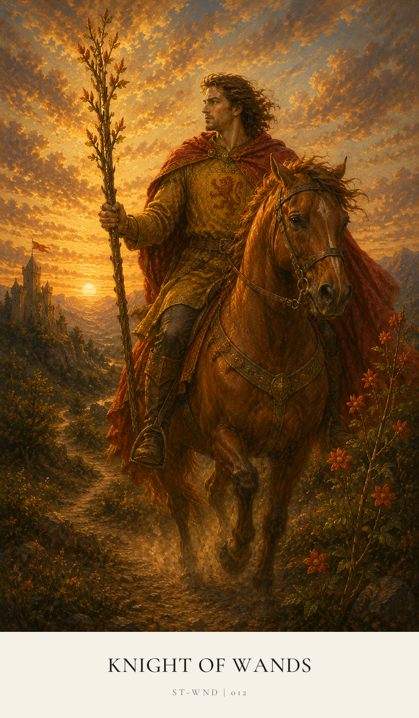 Knight of Wands tarot card from the Simply Tarot deck