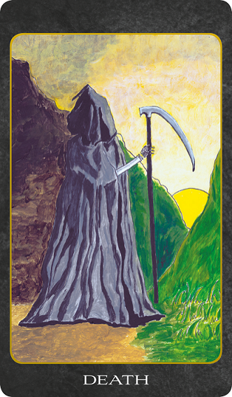 Original hand-painted Death tarot card by Patricia House from the 2011 Tarot House Deck