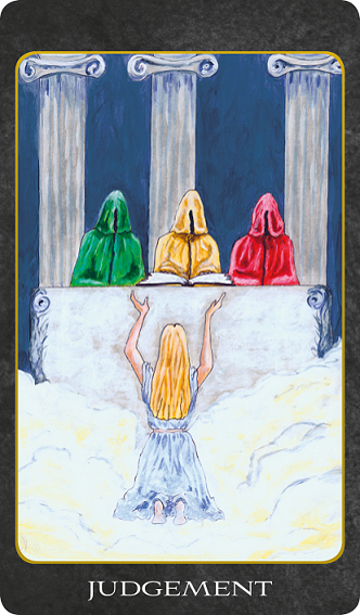Original hand-painted Judgement tarot card by Patricia House from the 2011 Tarot House Deck