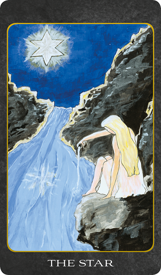 Original hand-painted The Star tarot card by Patricia House from the 2011 Tarot House Deck